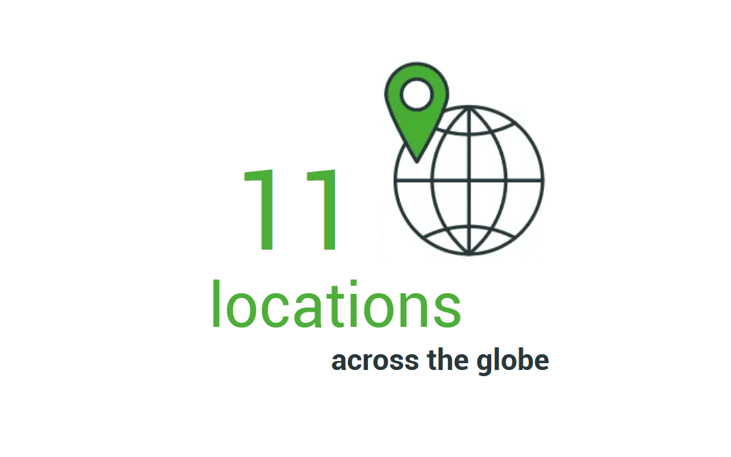 11 locations across the globe