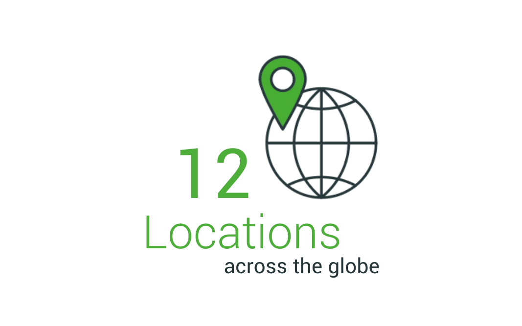 12 Locations across the globe